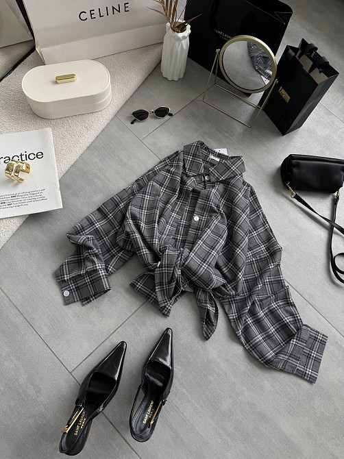 Женская трендовая оверсайз рубашка в клетку костюмный тиар Одесса - изображение 5