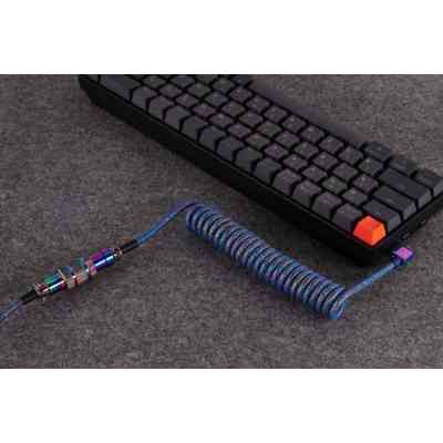 Дата кабель USB-C + USB A to USB-C 1.08m Premium Coiled Aviator blue Keychron (CAB8_KEYCHRON) Винница