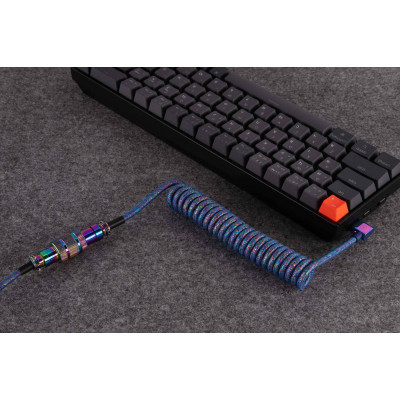 Дата кабель USB-C + USB A to USB-C 1.08m Premium Coiled Aviator blue Keychron (CAB8_KEYCHRON) Винница - изображение 5