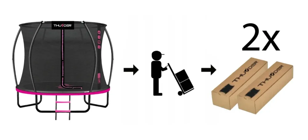 Батут THUNDER INSIDE ULTRA с внутренней сеткой 8 футов 244 см черно-розовый Киев - изображение 4