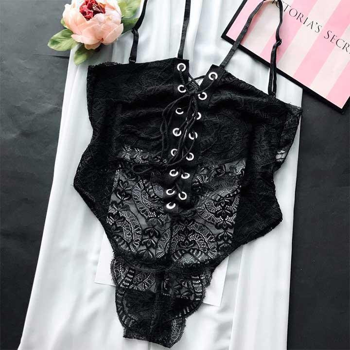 Еротичне боді із зав'язками чорний — S/M Вінниця - фото 5