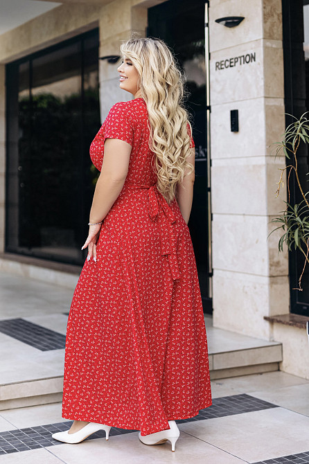 Довга літня сукня у квітковий принт "Bestie" | Норма і батал Червоний, 48 Київ - фото 2