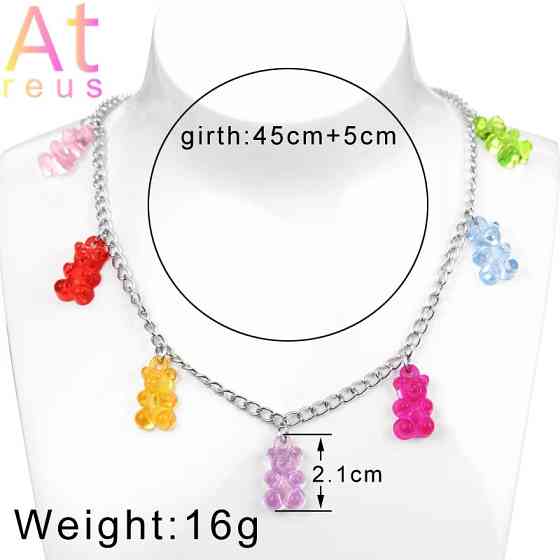 Ожерелье желейные мишки - длина 48см, 7 мишек, смола, цинковый сплав Киев