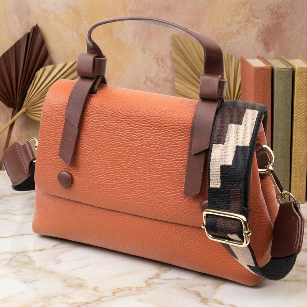 Елегантна сумка для жінок з короткою ручкою з натуральної шкіри Vintage 22669 Руда Київ - фото 11