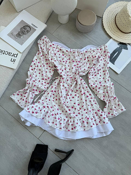 Женское стильное мини-платье  штапель, софт Белый, 44/46 Одесса - изображение 1