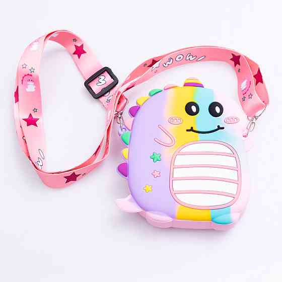 Детская силиконовая сумка Динозавр 12×11×3 (см) через плечо Фиолетовый HP-55-4V Киев