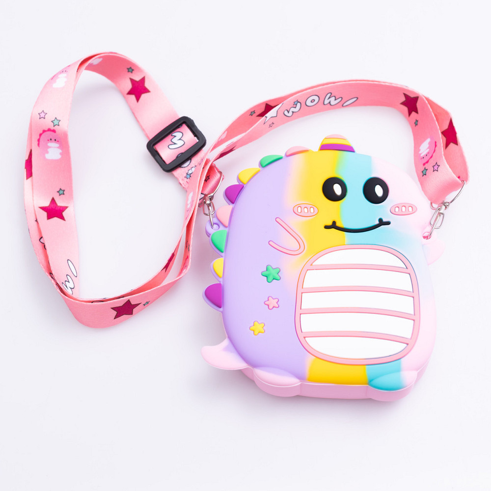 Детская силиконовая сумка Динозавр 12×11×3 (см) через плечо Фиолетовый HP-55-4V Киев - изображение 1