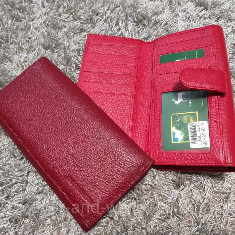 Бордовый женский кошелек на магнитах под много карт Marco Coverna Киев - изображение 4