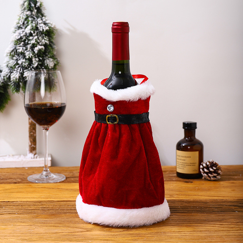 Новорічний чохол на пляшку Пальто Снігурочки 22 на 13 см різнобарвний Київ - фото 1