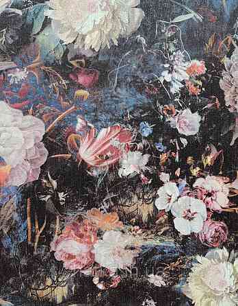 Обои виниловые на флизелине AS creation The Bos 0.53х10 цветы пионы розы астры розовые желтые на сине черном Киев