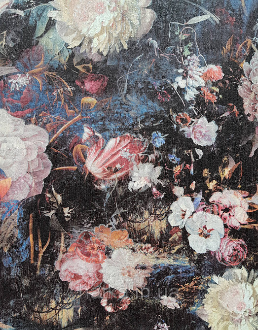 Обои виниловые на флизелине AS creation The Bos 0.53х10 цветы пионы розы астры розовые желтые на сине черном Киев - изображение 4