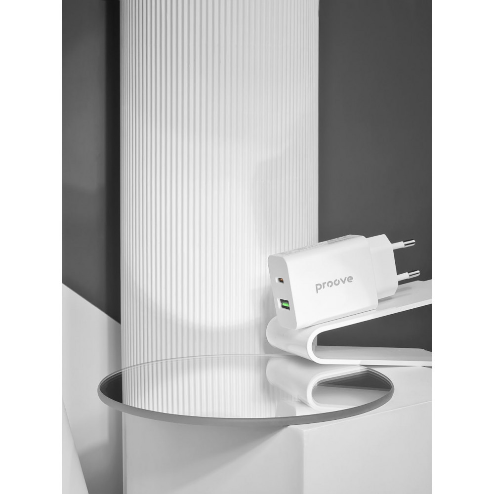 Мережевий зарядний пристрій Proove Rapid 20W Type-C + USB білий Львів - фото 4