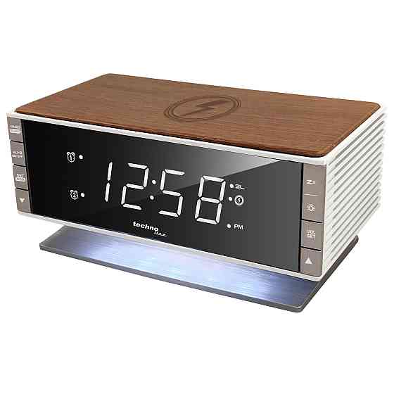 Годинник настільний з радіо Technoline WT487 Wireless Mobile Charging White/Brown (WT487) Київ