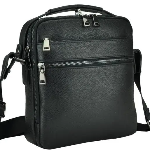 Шкіряна чоловіча сумка через плече чорна Tiding Bag MN-284334 Кам'янське