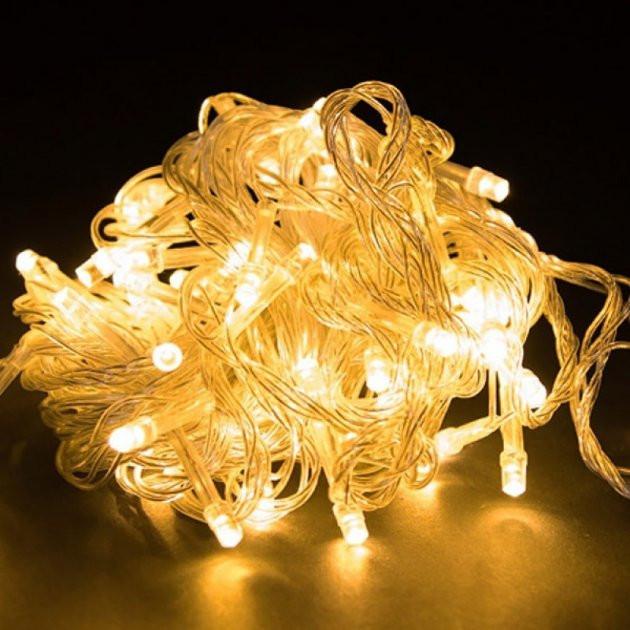 Гирлянда RD-7140 100 LED 10 м теплый цвет / Прозрачный провод Київ - фото 1