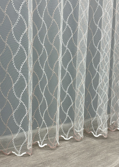 Тюль фатин с вышивкой и люрексом Цвет молочный с пудровым 1840т Киев - изображение 7