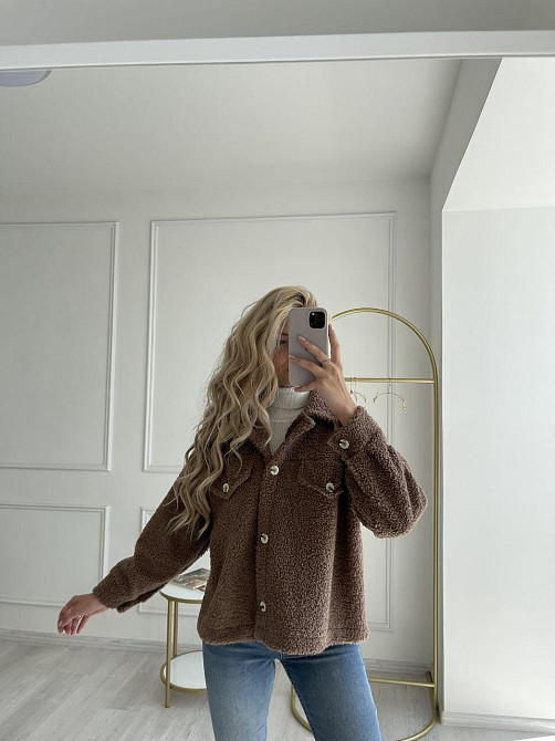 Женская теплая рубашка из мягкой овчины Тедди. Шоколад Одесса - изображение 14