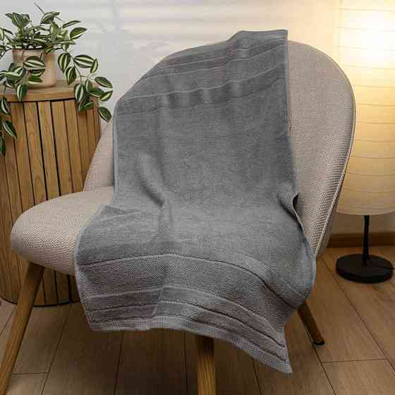 Полотенце банное махровое с велюровым бордюром GM Textile 100х150см 500г/м2 (Серый) Сумы