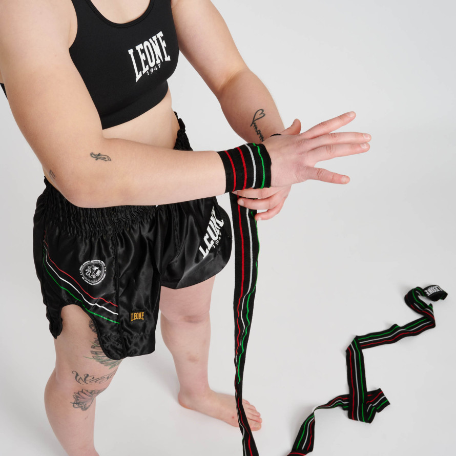 Боксерские бинты Leone Flag Black 3,5м профессиональные спортивные бинты для бокса, черные Киев - изображение 9