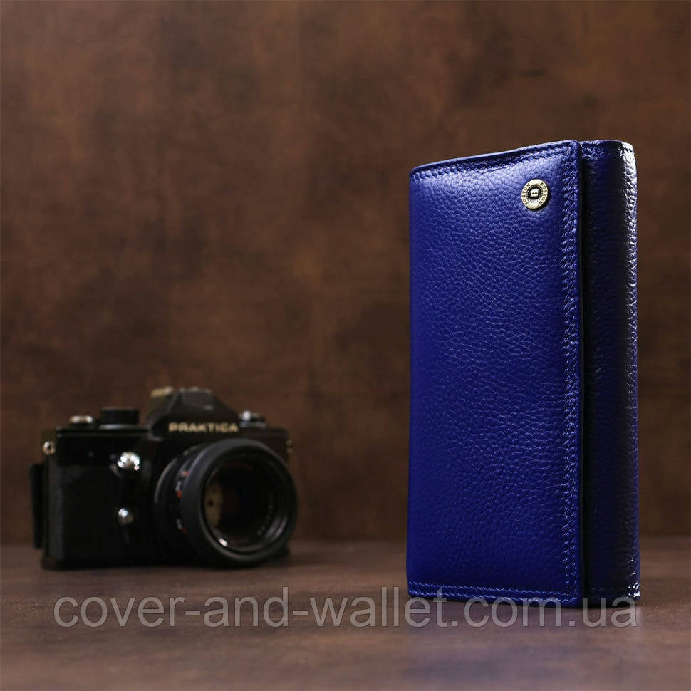 Классический кожаный женский кошелек синего цвета c дополнительным блоком Boston S9001B Киев - изображение 6