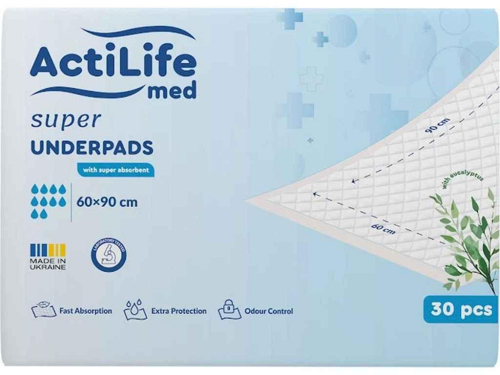 Пеленки для взрослых 30 гигиенические поглощающие Med Super 60х90смшт ТМ ACTILIFE Киев - изображение 1