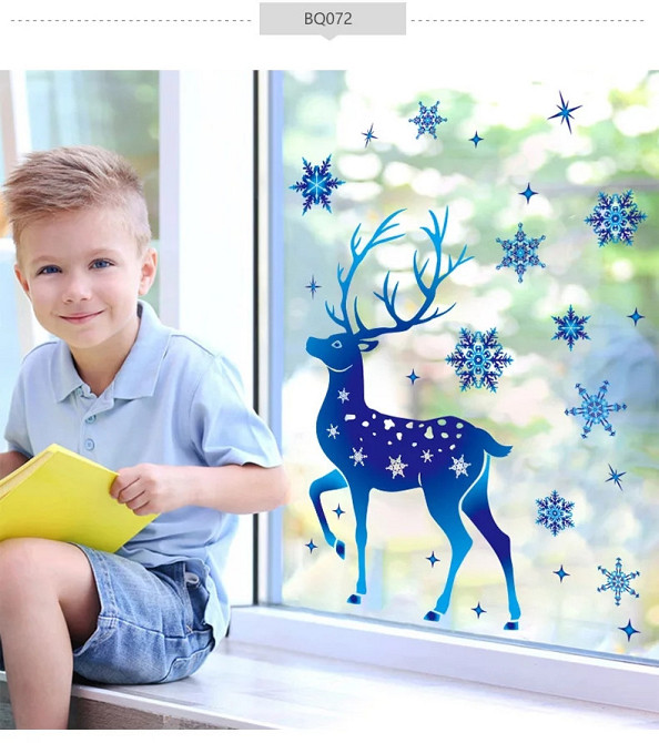 Новый год наклейки Олень - размер стикера 30*20см, силикон Киев - изображение 3