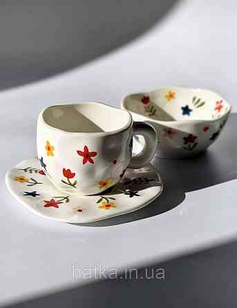 Чашка з блюдцем кераміка Olens "Квіткова" 300 мл 8030-394 Київ