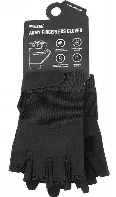 Тактичні Рукавички всесезонні без пальців з липучкою Mil-Tec від Sturm "Black" (12538502) Розмір L Нововолинськ - фото 10