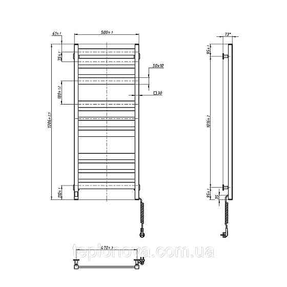Сушарка для рушників Largo 500х1200 Sensor з Wi-Fi, права з таймером, білий оксамит Чернівці