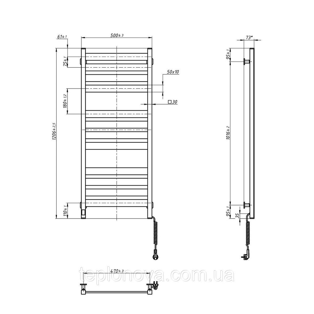 Сушарка для рушників Largo 500х1200 Sensor з Wi-Fi, права з таймером, білий оксамит Чернівці - фото 6