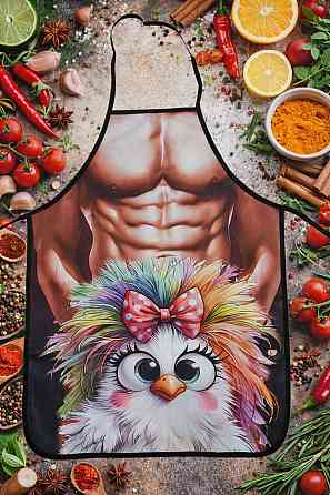 Фартух чоловічий з пресом та совою 80 на 60 см різнобарвний Київ