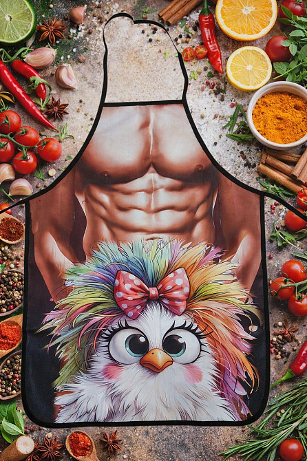 Фартук мужской с прессом и совой 80 на 60 см разноцветный Киев - изображение 2