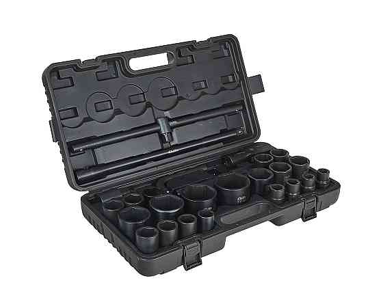 Набір ударних торцевих головок "Keltin" [к-т 26шт]: (3/4" 12-гранні 17-50мм ), (3/4" 6-гранна 36мм, 1" 6-гранні 55-65мм)+аксу Стрий