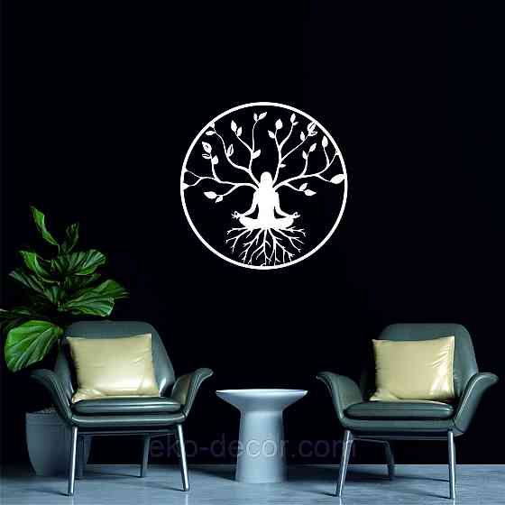 Декоративне настінне 3D Панно «ЙОГА» Декор на стіну з об'ємом 70*70 см, Білий Київ