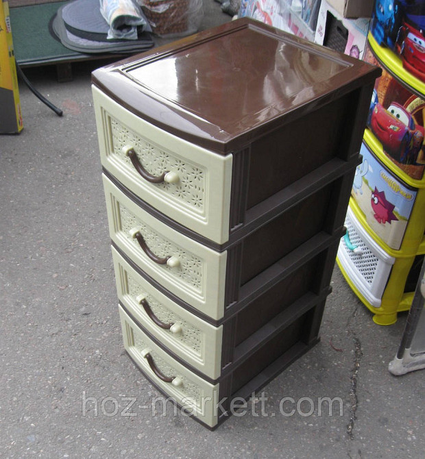 Комод пластиковий на 4 ящики бежево-коричневий Харків - фото 3