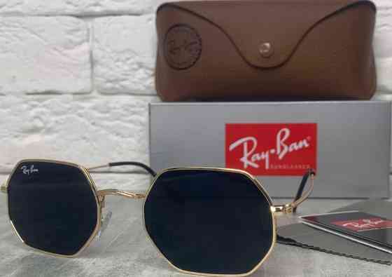 Солнцезащитные очки RAY BAN 3556 OCTAGONAL черный в золоте. Киев
