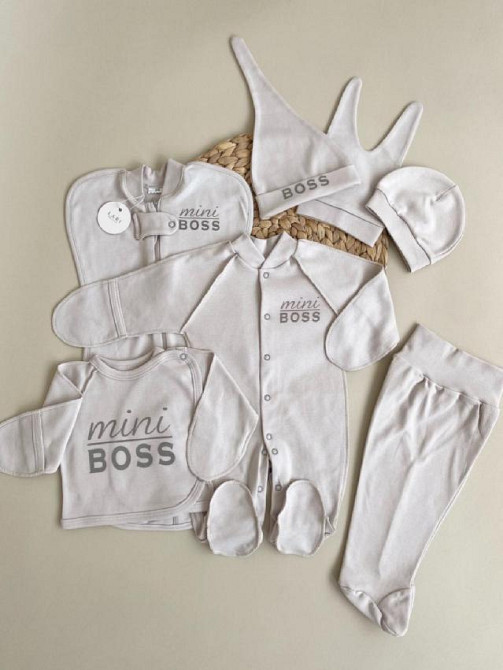 Комплект одежды для новорожденного мальчика 7 предметов + европелюшка Mini Boss размер 56 см Lari Серый Кривой Рог - изображение 1