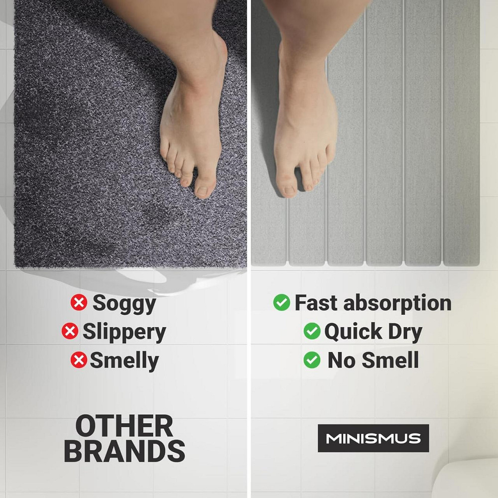 Коврик для ванной диатомитовый быстросохнущий каменный для душа из диатомита нескользящий 60x40см светло-серый Киев - изображение 3