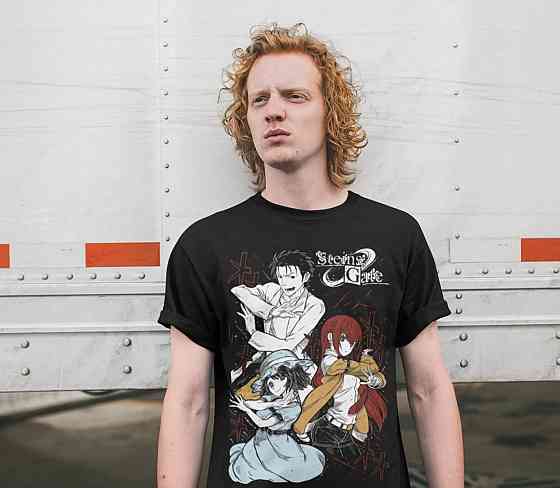 Футболка для мальчика аниме Стеинс Гате Курису Макисе оверсайз (рост от 165 до 180 ) Черний AnimeJ0346m Днепр