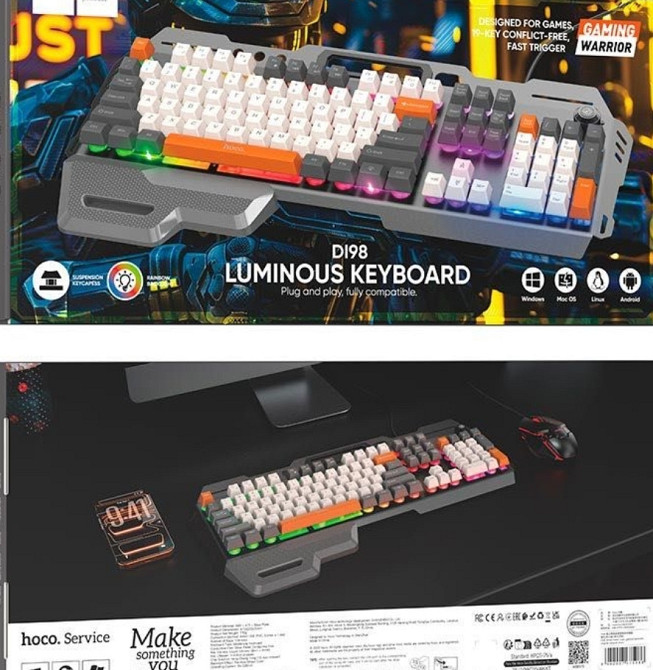 Игровая клавиатура HOCO DI98 RGB 104 клавиши металлическая. Харьков - изображение 7