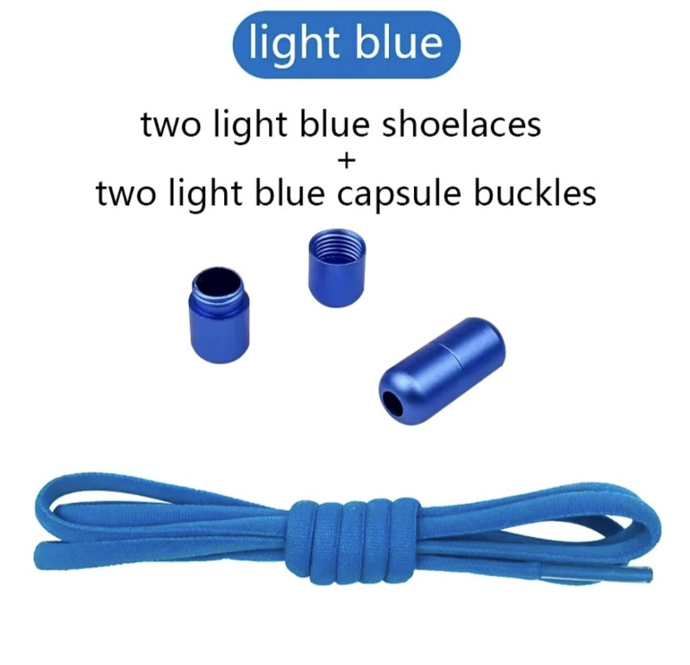 Шнурки еластичні без зав'язок з застібками в один колір Блакитний Смела - изображение 1