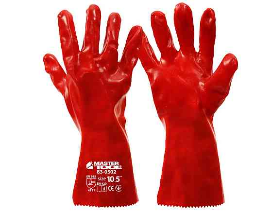 MASTERTOOL Рукавички кислотостійкі MASTERTOOL бавовняний трикотаж повне PVC покриття манжет кра Київ