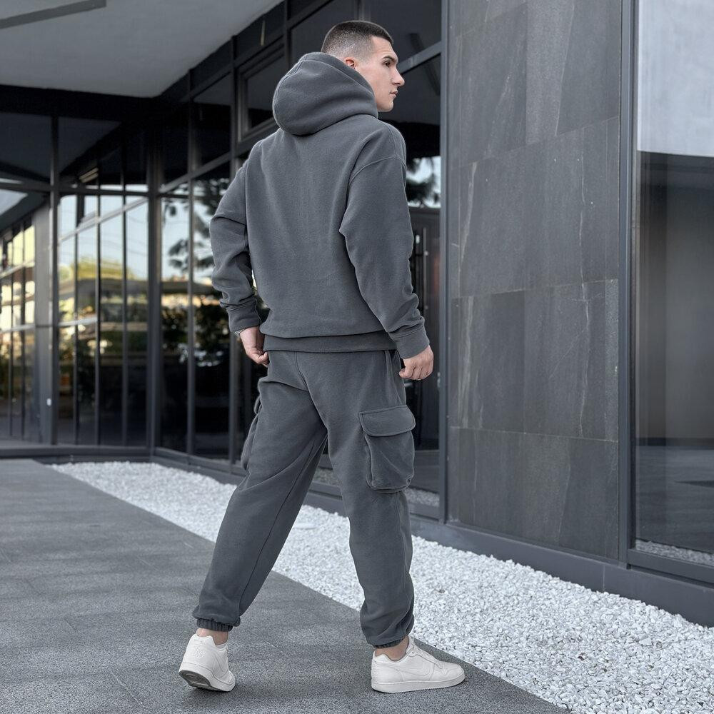 Темно-сірий спортивний костюм осінь зима Pobedov Winter. Теплий зимовий чоловічий спортивний костюм Київ - фото 2