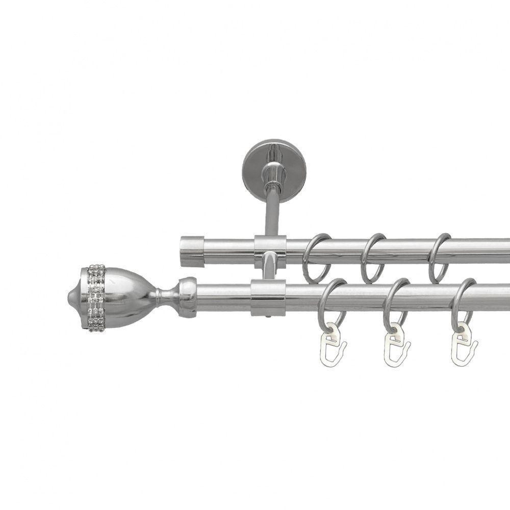 Карниз Orvit Етернія металевий дворядний закритий гладка труба кільце металеве Хром 16\16 мм 300 см (7387927) Львів - фото 1