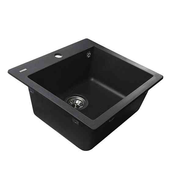Гранитная мойка Globus Lux AOSTA черный металлик 490x455мм-А0001 (000023578) Киев