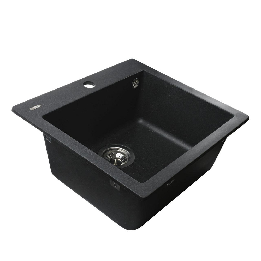 Гранітна мийка Globus Lux AOSTA чорний металiк 490x455мм-А0001 (000023578) Київ - фото 3