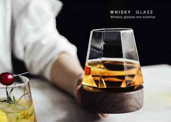 Бокал-доф для виски, АЛМАЗ С деревянной подставкой! 1шт Кременчуг