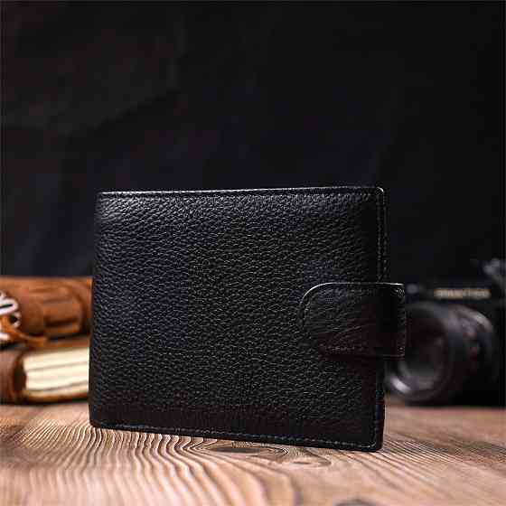 Горизонтальный мужской бумажник из натуральной кожи Vintage sale_15019 Черный Киев