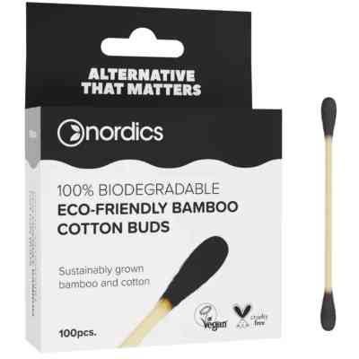 Ватные палочки Nordics Бамбуковые С активированным углем 100 шт. (3800500324999) Винница