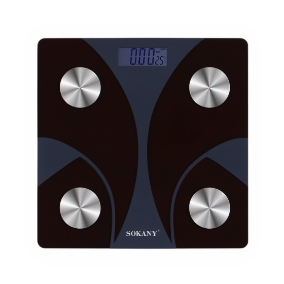 Смарт ваги електронні Sokany 26х26 см до 180 кг з Bluetooth Чорний SK-19029B Київ